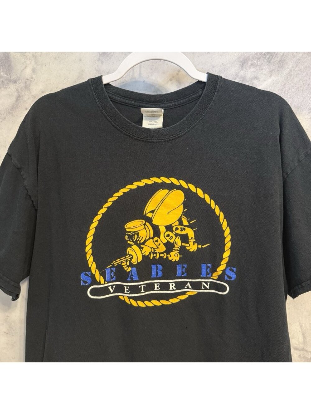 Seabees Veteran Military T Shirt Mens XL Black Short Sleeve